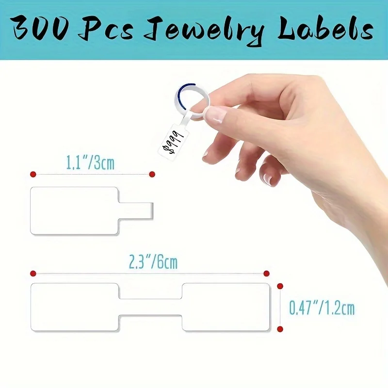 300 Pieces Jewelry Labels, Blank Self Adhesive Jewelry Price Stickers, Tear Resistant Necklace Ring Labels, Easy to Tear and Wri