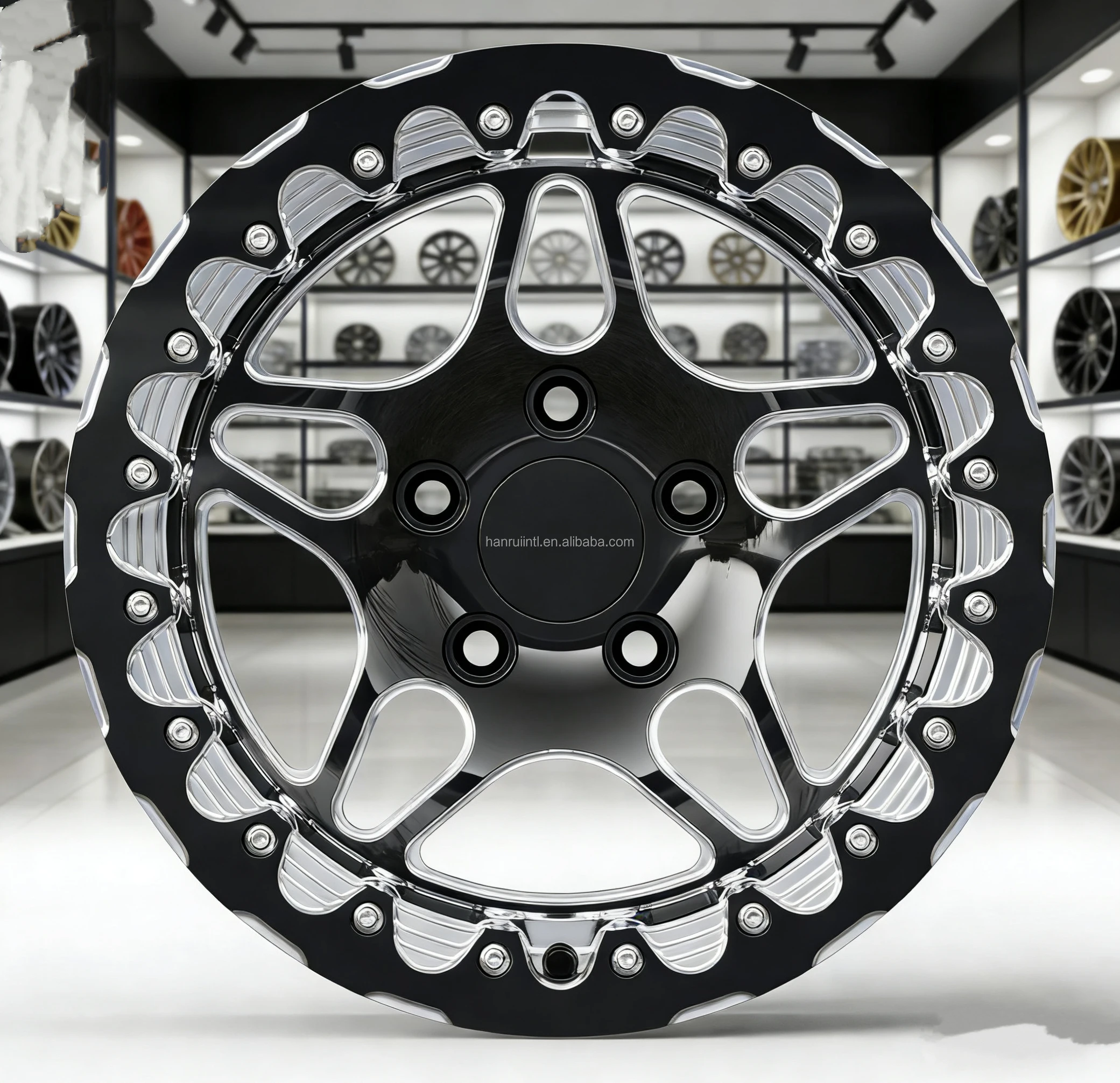 

18inch Forged Beadlock Wheels 5X114.3 Drag Racing Car Rims for Mustang Black Horse