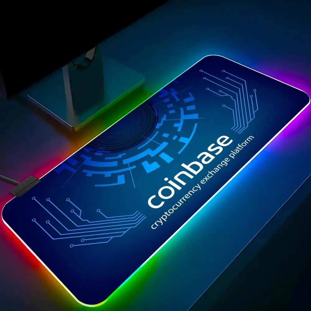 Coinbase Exchange Mouse Pad Laptop Mat Gaming RGB Anime Mousepad Backlit Gamer Girl Cartoon Table Pads Deskpad