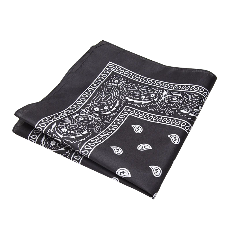 Bandana Hip Hop Fashion Unisex Hitam, Ikat Rambut, Syal Leher, Penutup Kepala, Pembungkus Pergelangan Tangan, Syal Persegi, Saputangan Bermotif
