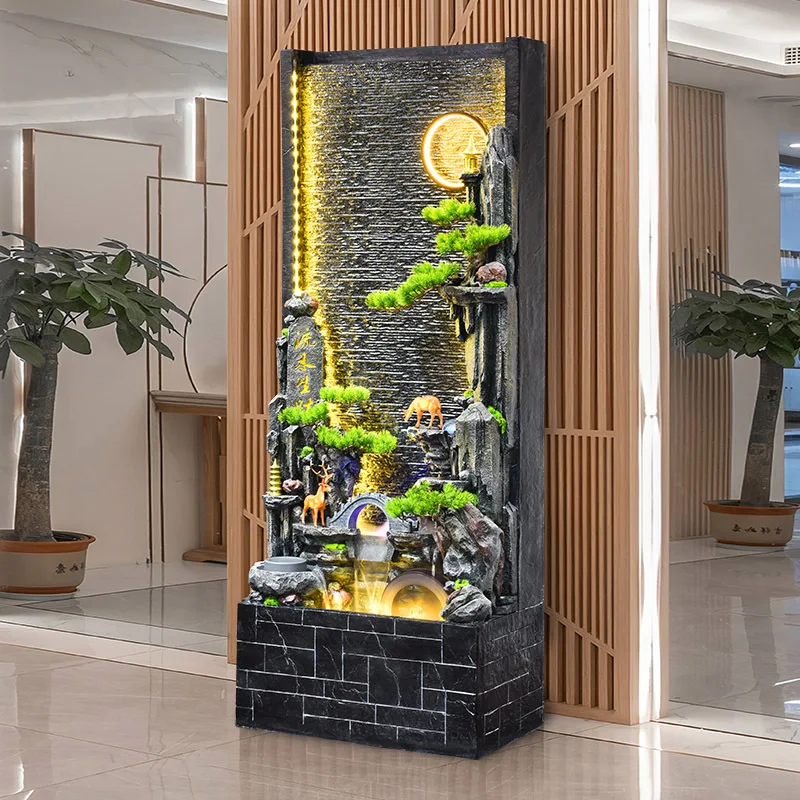 Alpine flowing water rockery fountain circulating water landscape landing new Chinese style living room flowing water ornament