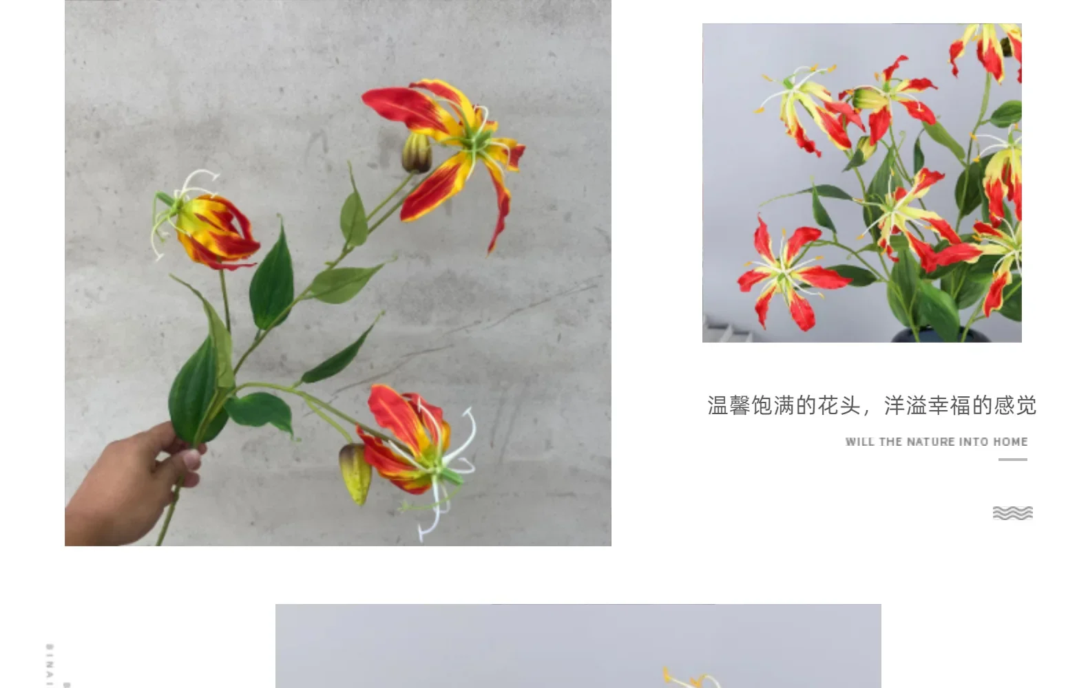 5 stücke künstliche Gloriosa Flamme Lilie Seide Blume Hochzeits saal Blumen arrangement Blumen Ferienhaus Party Hintergrund Dekor Lilien – Detail 3