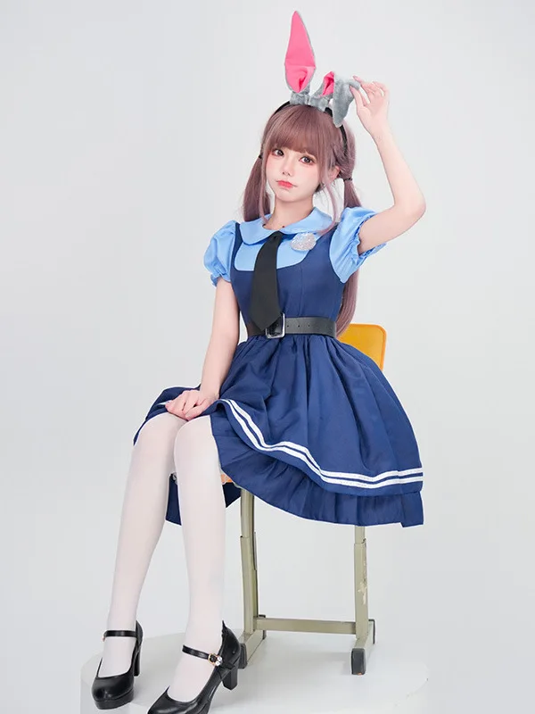 

Надежный костюм полицейского кролика Джуди, размер для взрослых, Хэллоуин, сценическое представление, модный наряд, студенческий рабочий комплект