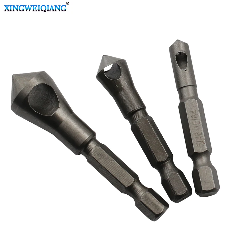 3 Pcs/Set Countersink Deburring Drill Taper Hole Cutter Plastic/Aluminum/Wooden Countersunk Head Chamfering Tools