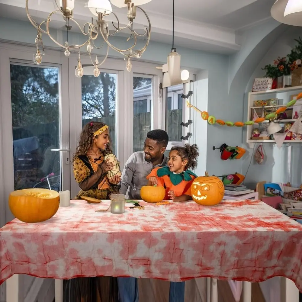 Gauze Halloween Bloodstain Tablecloth Realistic Rectangular Halloween Blood-Stained Fabric DIY Large Size Bloody Window Curtain