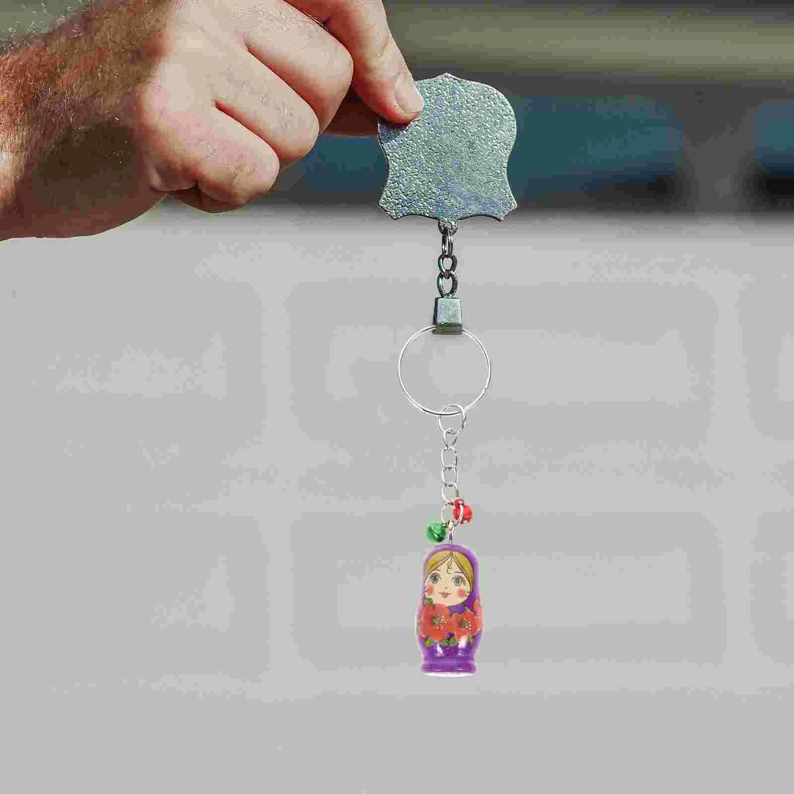 12 PCS Handbag Decorations Charm Russian Dolls Keychain Toy Matryoshka Chains Rings Wooden Necklace Toddler