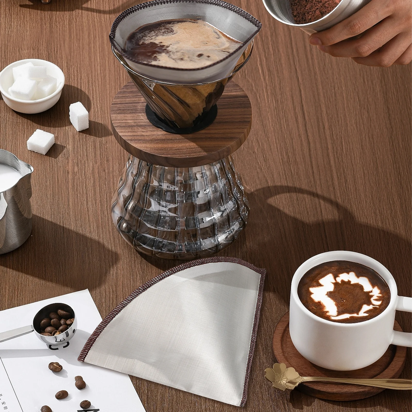 

Stainless Steel Coffee Filter Reusable Drip Filter Fine Mesh for Espresso Coffee Making Coffee Pot Funnel Tool