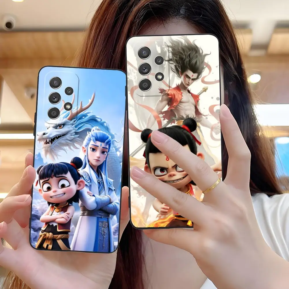 Cute Nezha Matte TPU Mobile Phone Case for Samsung Galaxy M55 54 42 35 34 33 32 23 22 15 14 13 12 F55 5G Colorful Cover