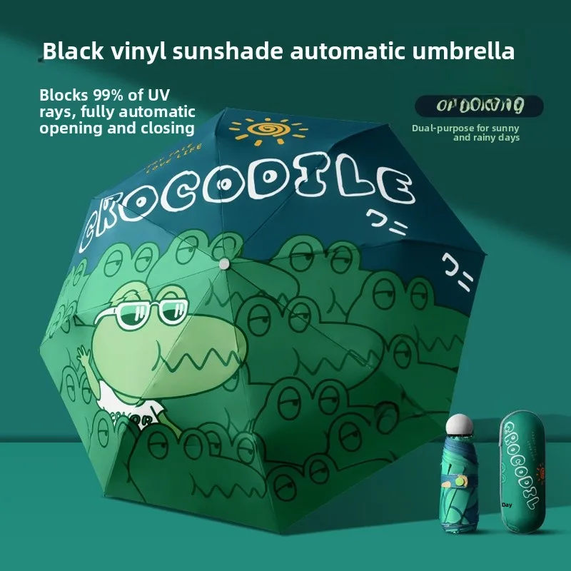 Cartoon Student Umbrella Women's Sunshade Rainproof Five-fold Compact Sun Umbrella for Sun Protection And Rain - view 2