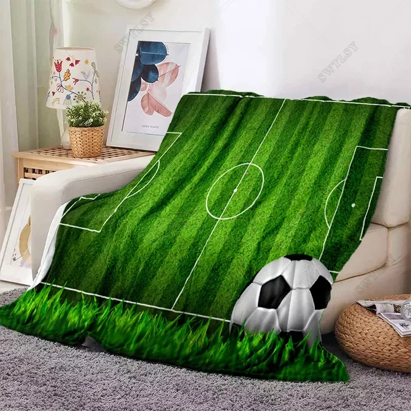 Soccer Football Sports Silhouette Printing Warm Soft Plush Sofa Bed Throwing Picnic Blanket Modern Flange Plush Blanket Cover