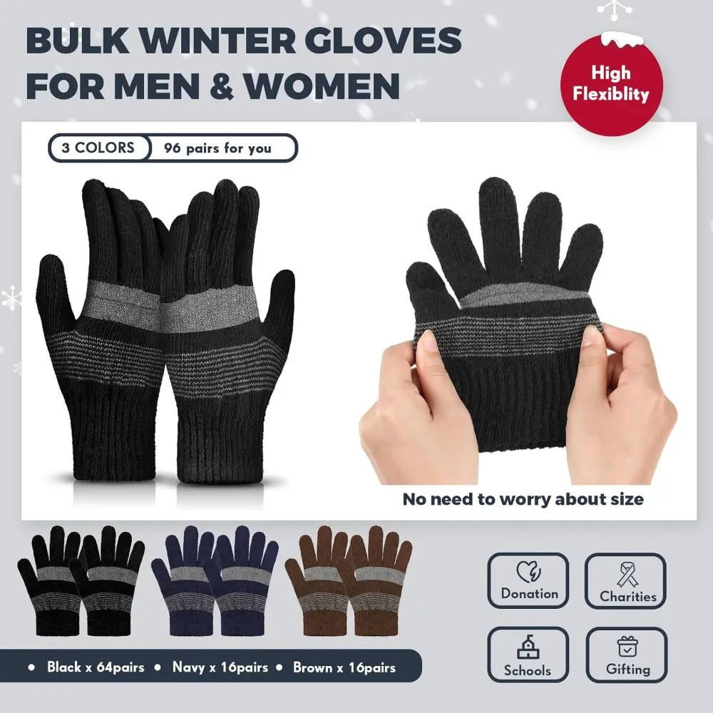 قفازات متماسكة دافئة قابلة للتمدد، أصابع كاملة، قفازات شتوية حرارية للرجال والنساء، أفكار هدايا دافئة ودافئة #3