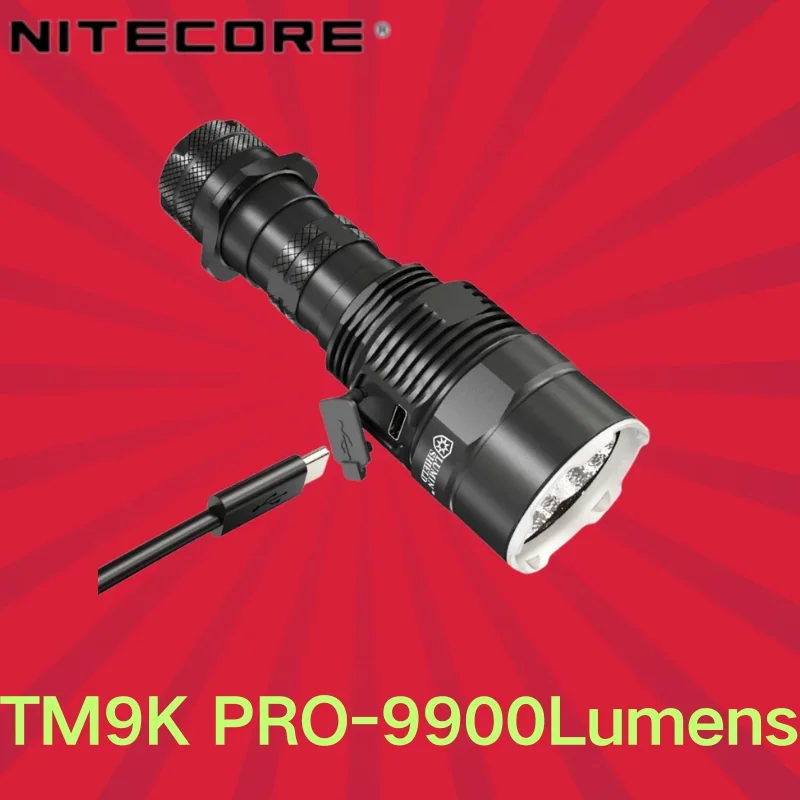 NITECORE TM9K PRO 9900Lumens High Output Self-Defense Tactical Flashlight, Type-C Rechargeable, Bulit-In 5000mAh Battery