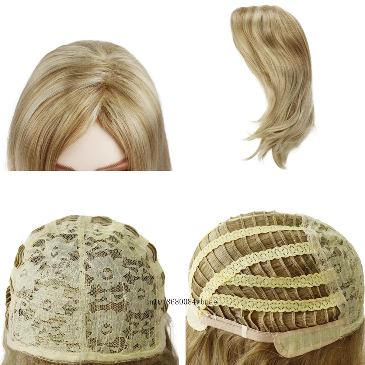 ブロンド人工毛ミディアム肩の長さのストレートウィッグクラシックゴールドウィッグ女性用耐熱デイリーパーティーコスプレ衣装