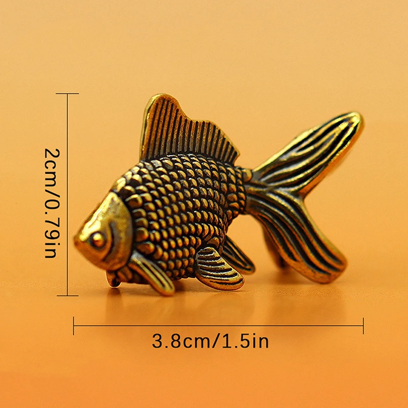 *VP 1pc new Goldfish Figurines Retro Brass Lucky Animal Statue Ornament Home Decor Desk Decoration Tea Pet Cute Gifts