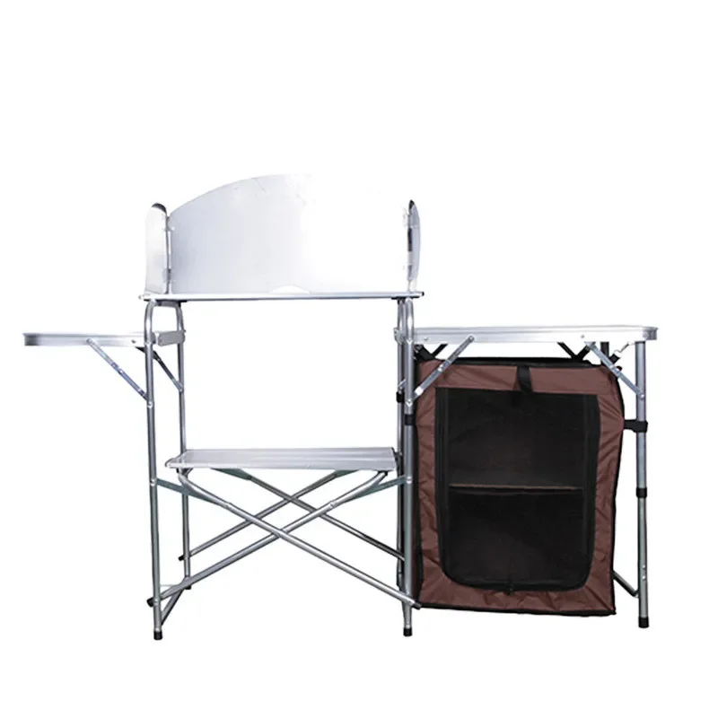 Mesh Windscreen Camp Cooking Folding Table Camping Kitchen Table with Cupboard