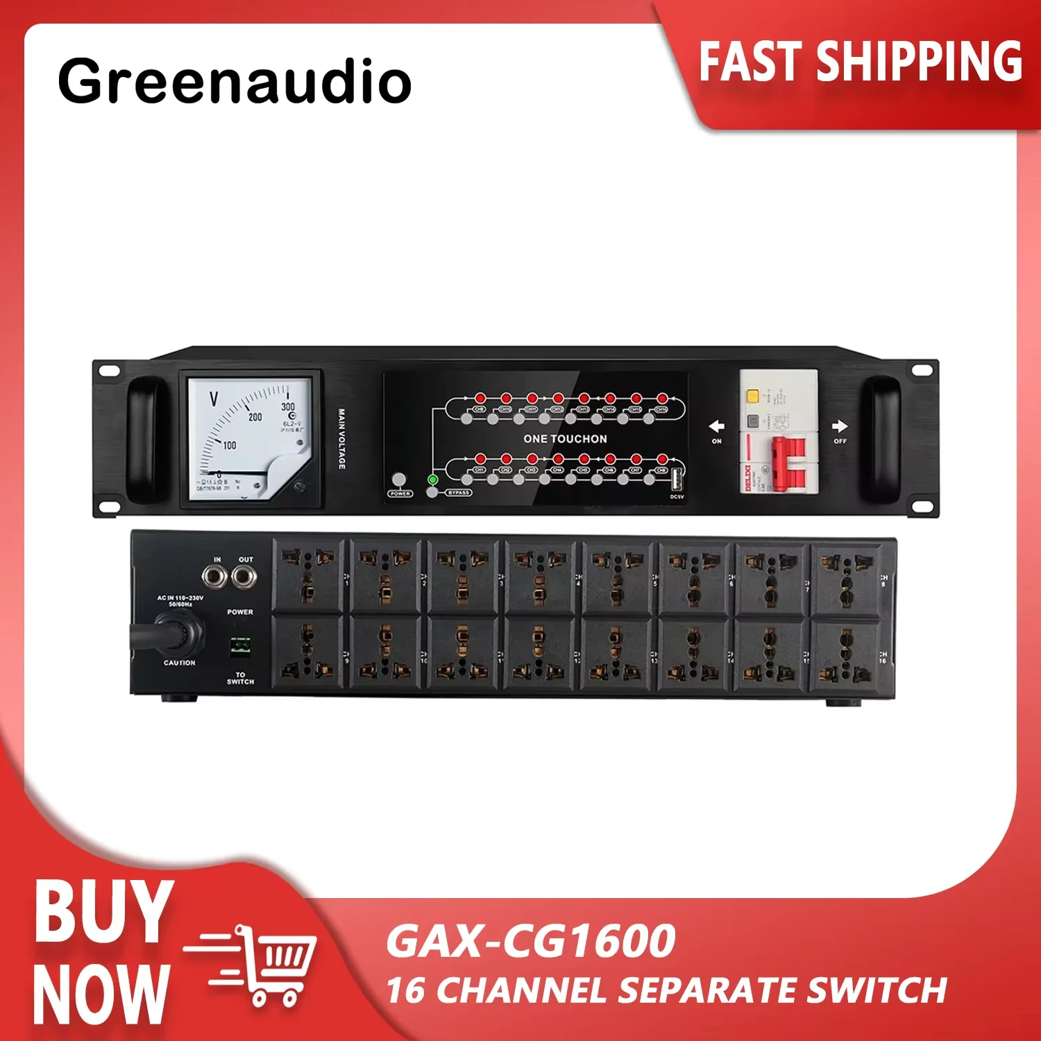 

GAX-CG1600 Audio Power Conditioner 16 Channel Management Sequencer With Separate Air Switch Power Sequence Controller