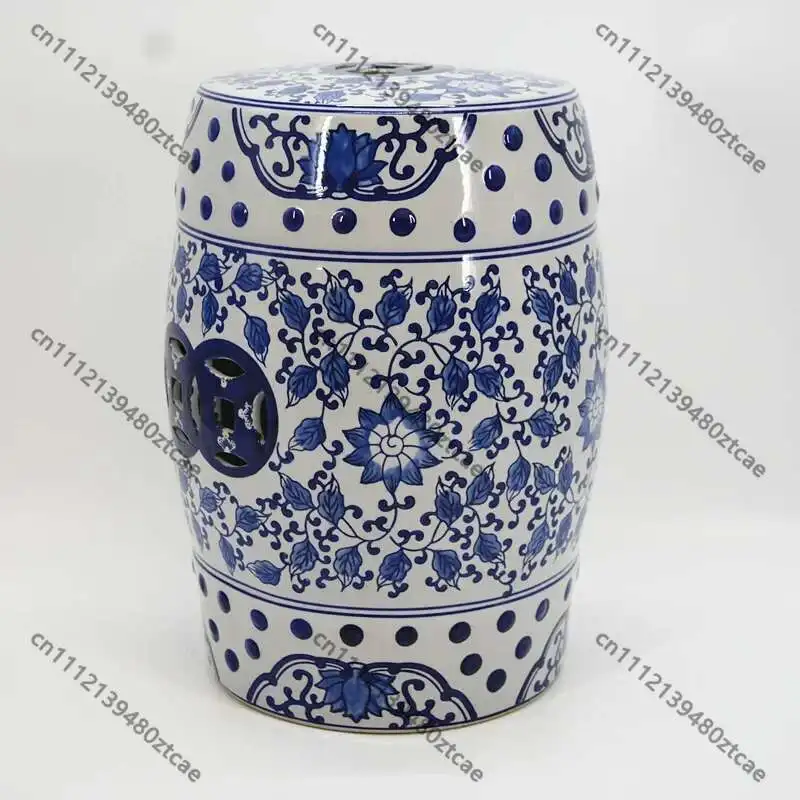 Ceramic Drum Shoe Changing Stool, Neoclassical Round Low Stool, Multifunctional Footrest Bench for  Designer Home Furniture