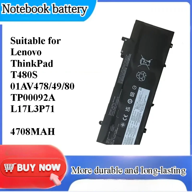 for Lenovo ThinkPad T480S 01AV478 01AV479 01AV480 TP00092A L17L3P71 Replacement Laptop Battery