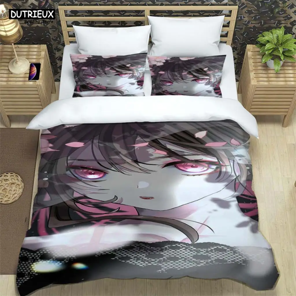 Cartoon Beautiful Girl Digital Printing Polyester Bedding Set Girl Bedding Set Teenager Bedding Set Gift Bed Set Cotton Bedding