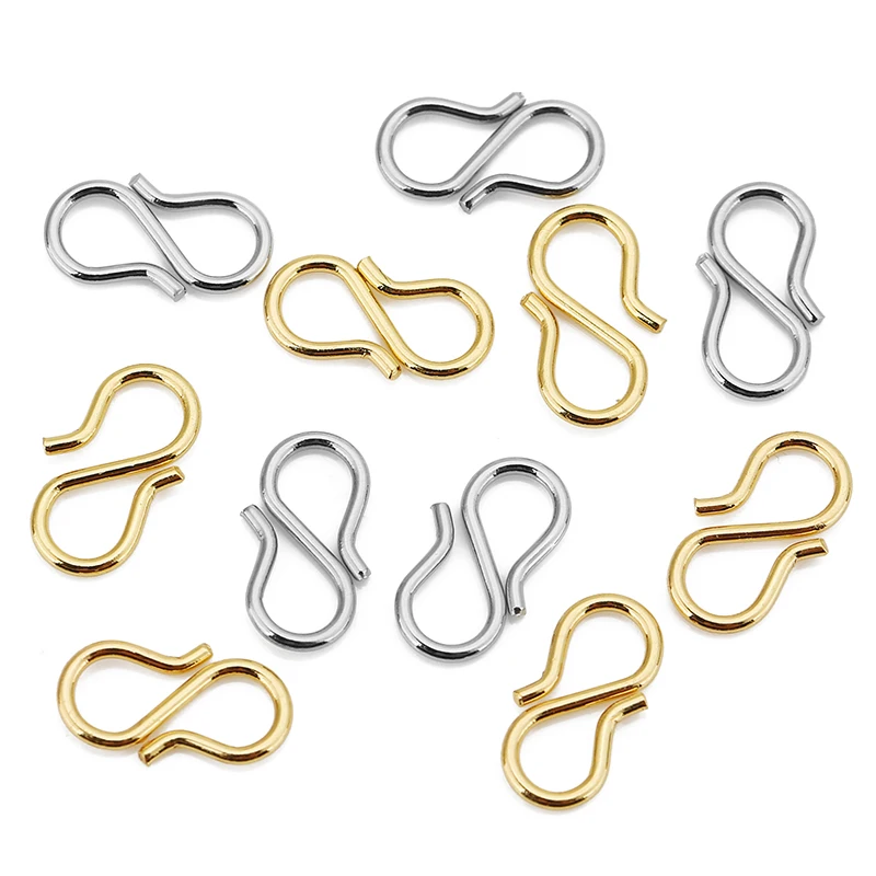 30pcs Stainless Steel Gold Color S Shape Clasps DIY Bracelet Necklace Hooks End Clasps Connectors for Jewelry Making Supplies