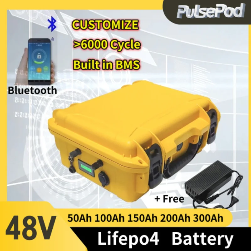 

48 В 50 Ач 100 Ач 150 Ач 200 Ач 300 Ач Lifepo4 литиевый аккумулятор Bluetooth Parellel для солнечной системы 3000 Вт 5000 Вт 6000 Вт инвертор