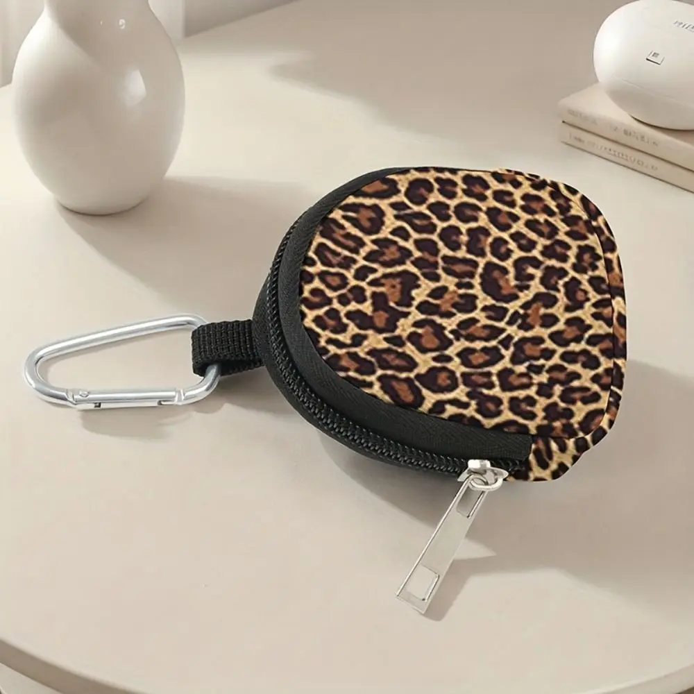 Mini Size Coin Pouch Key Wallet Leopard Print Zipper Closure Portable Coin Pouch Earphone Holder Car Key Case For Men Women