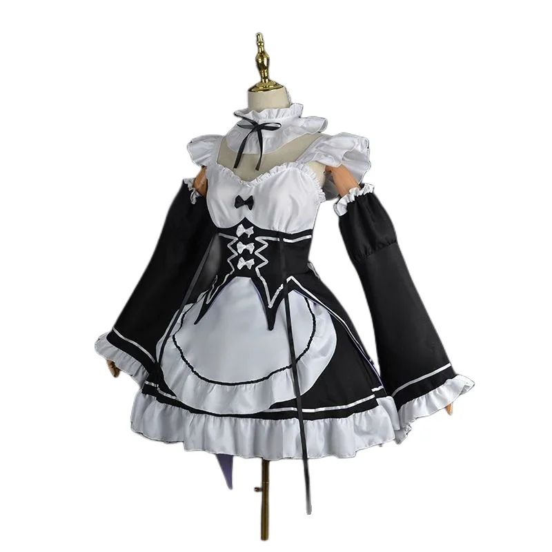 Anime Ram REM cosplay re: zero Kara hajimeru isekai Seikatsu czarny kostium dziewczyny strój pokojówki kobiety fartuch sukienka kostium na Halloween