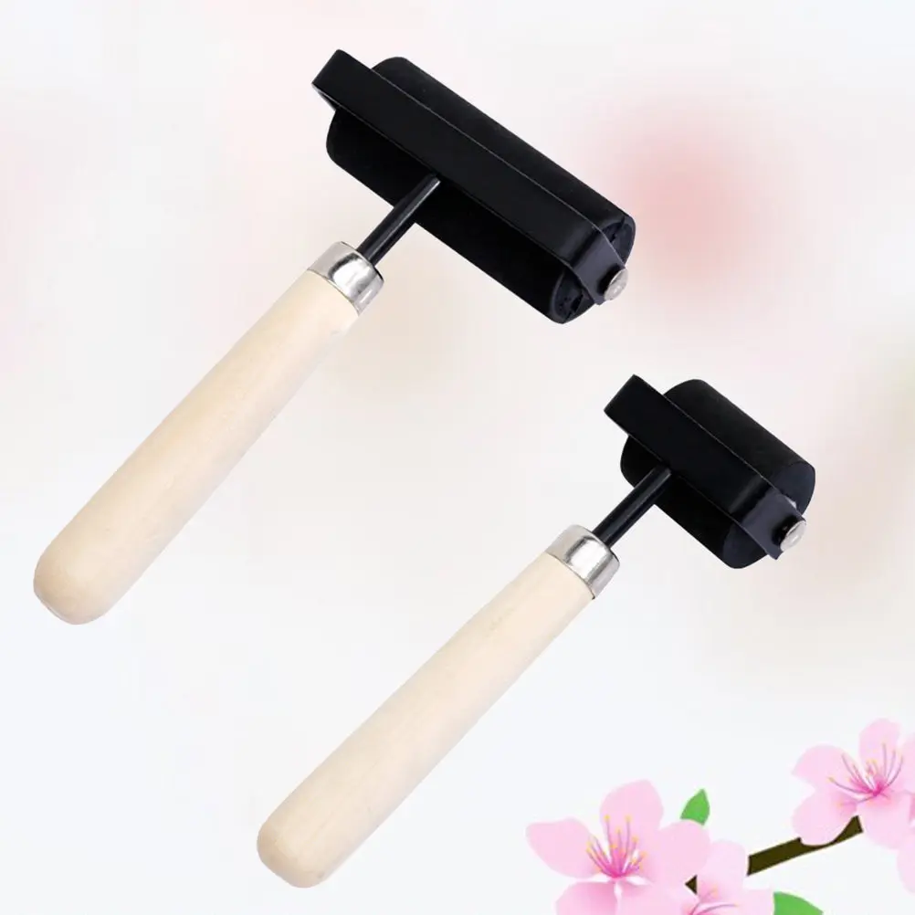 2Pcs Rubber Ink Roller Made of Rubber and Natural Wood Lightweight Easy Handling for Scrapbooking Stamping Printing 3.5cm