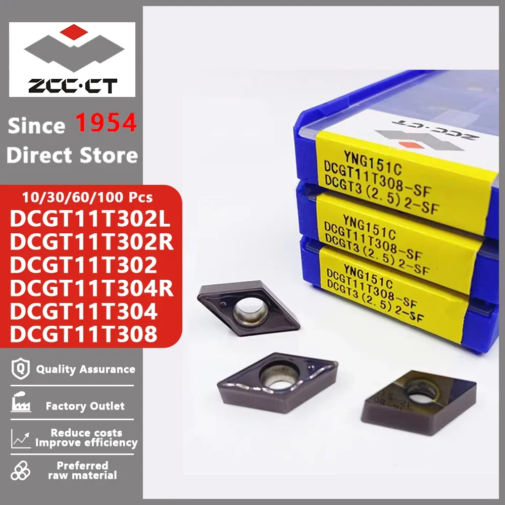 ZCC DCGT11T302L DCGT11T302R DCGT11T302 DCGT11T304R DCGT11T304 DCGT11T308 External Turning Tools Carbide Insert Lathe Cutter Tool