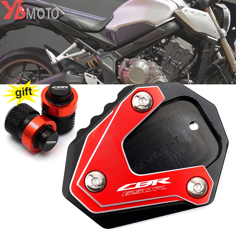 New For HONDA CBR650R CB650R CB 650R CBR 650 R 2019-2024 Motorcycle Accessories Kickstand Side Stand Enlarge Pad Free Valve Caps