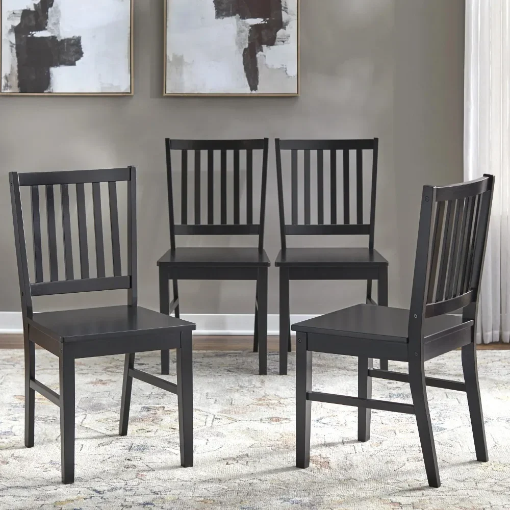 Black Cafe Chair Interior Wooden Chairs Set of 4 Chairs for Kitchen Dining Room Furniture Home