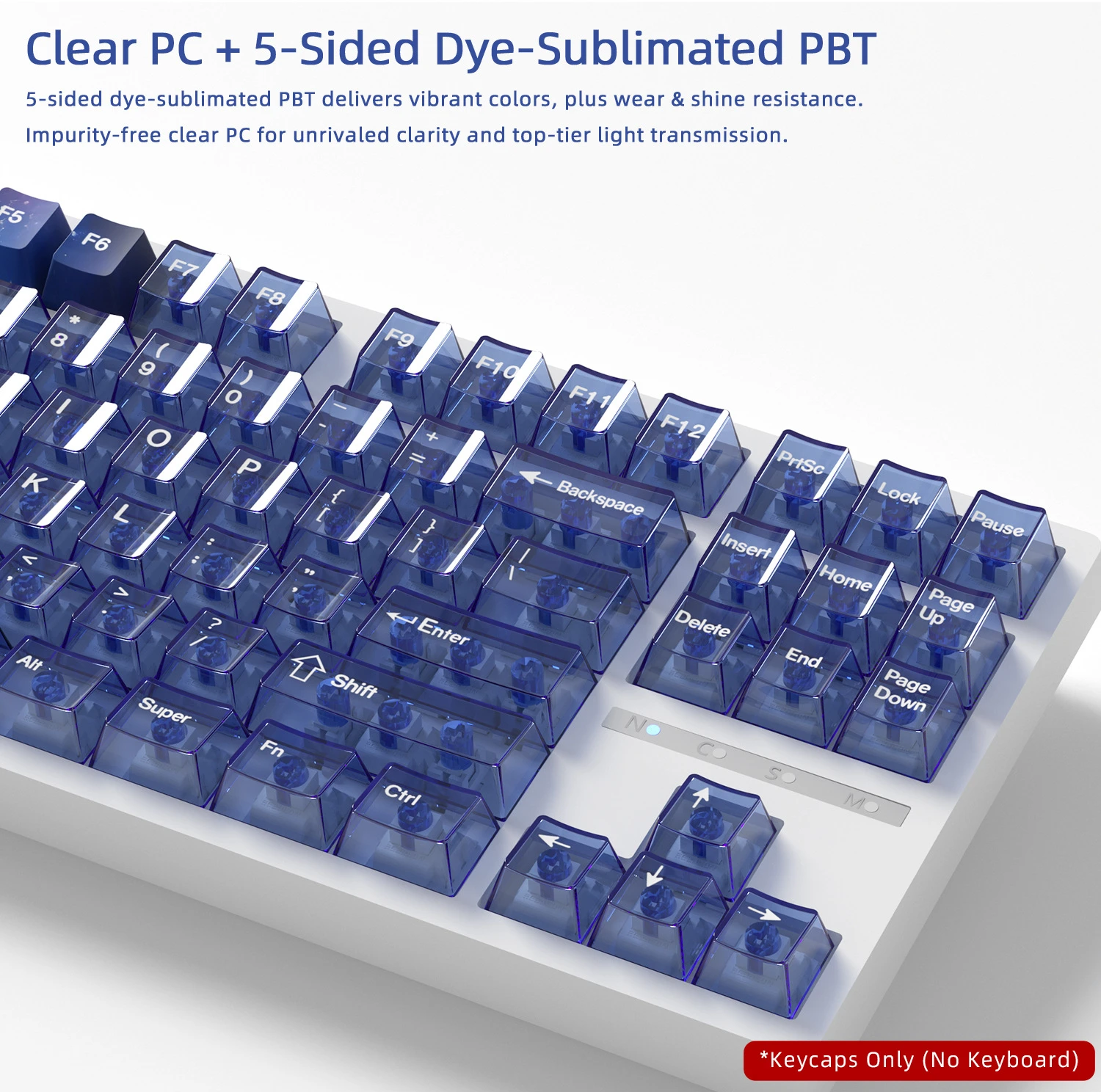 Starry Transparent Keycaps 165 Keys PBT+PC Material Cherry Profile DYE-SUB Personalized For Cherry MX Switch Mechanical Keyboard