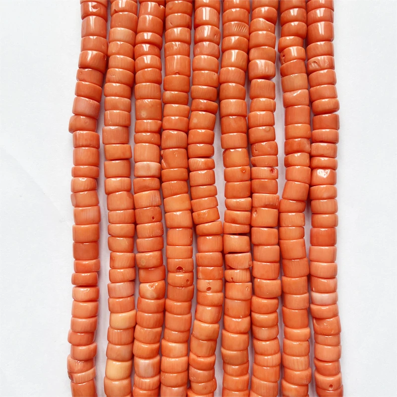 5-6*10MM Orange Coral Heishi Big Original Raw Healing Power Natural Stone Beads For Jewelry Bracelet Necklace Making DIY Design