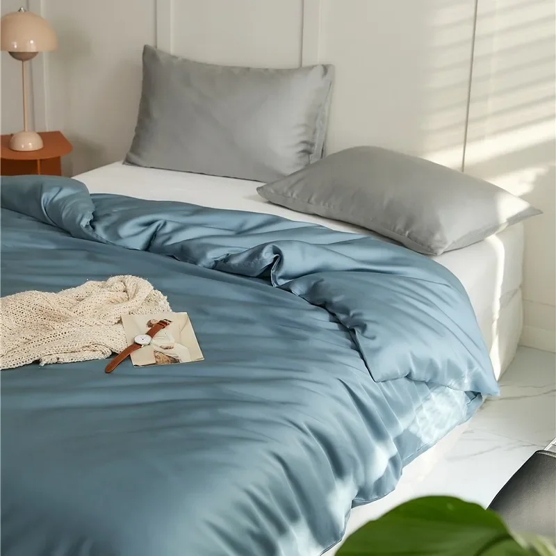 High-end Lyocell Fiber Solid Duvet Cover Skin-friendly Breathable Silky Soft Blanket Covers Comfortable Sleep Naked Quilt Cover
