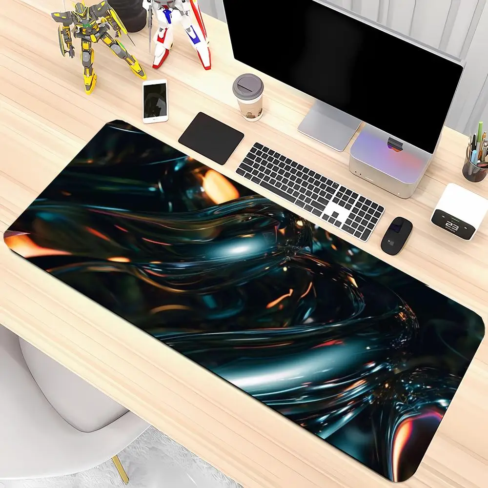 Large Size Playmat Glossy Dark Teal Metal Liquid Texture Mousepad For Home Laptop Gaming Table Mat
