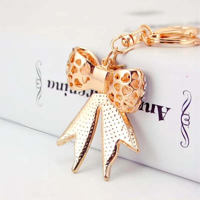 1 PC Sparkly Golden Color Rhinestone Bow Keychains for Women,Charms for Key Purse Handbags Backpacks Best Gifts for Mom