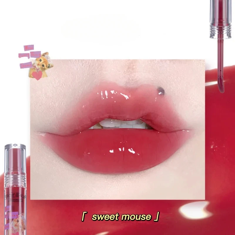 FLORTTE Lip GLOSS Moisturizing Transparent Lip Glaze Tint กันน้ําลิปสติกเกาหลีแต่งหน้าผู้หญิงเครื่องสําอาง Lip Makeup