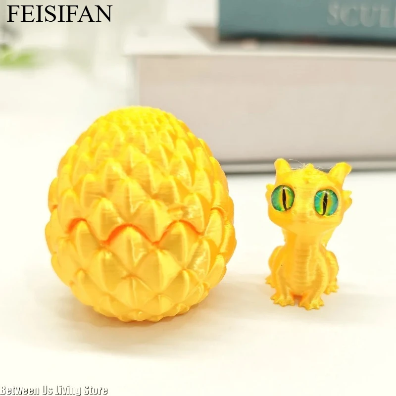 3D Printed Mini Dragon Toy Set with Eggs Random 3D Simulated Eyes Home Decor Ornament
