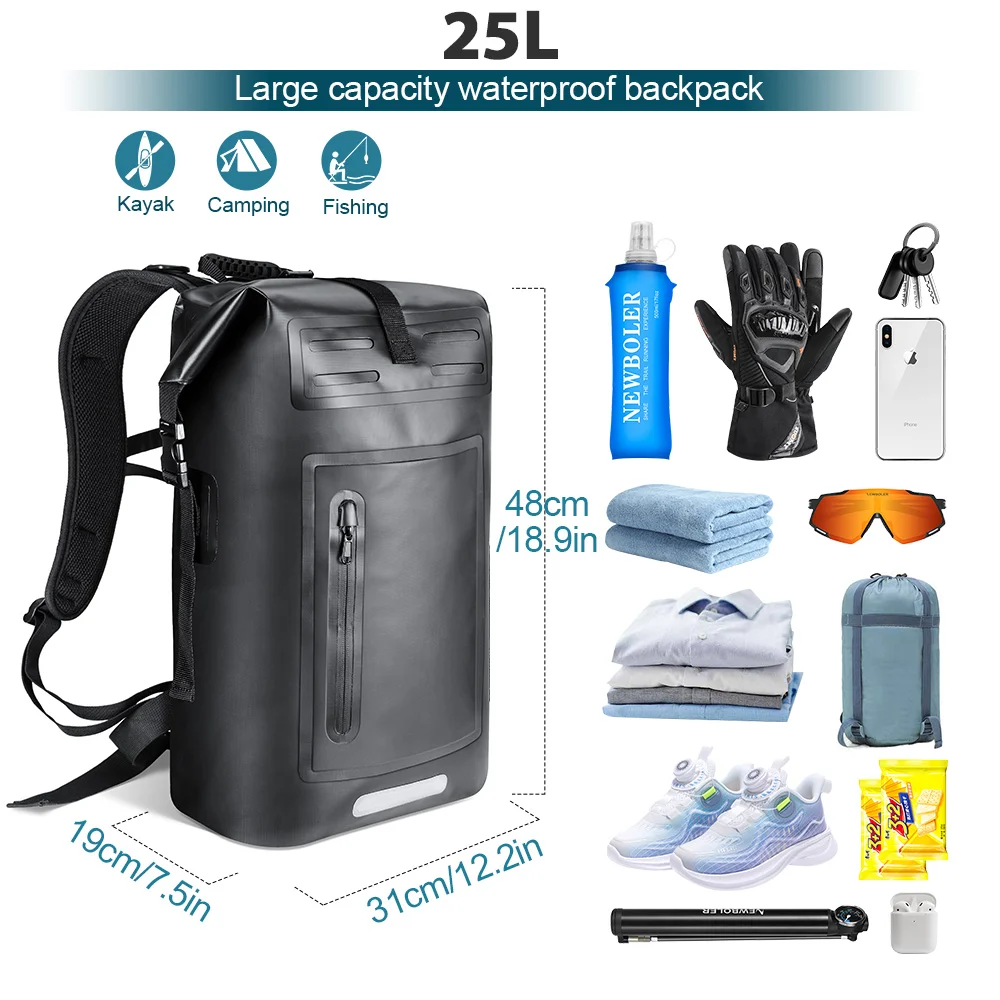NEWBOLER Waterproof Bag For Kiking Kayaking Boating Canoeing Swimming Camping Water ResistantLarge Capacity 35L Backpack