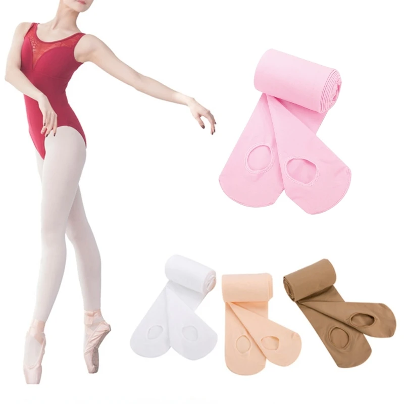 Women Girls Solid Color Transition Ballet Tights Ultra-Soft Comfortable Opaque Convertible Dance Tights Pantyhose Stocki