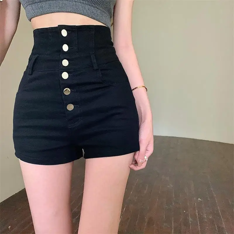 

Women Pants 2025 Summer Stretch Button Up Wide Leg Pants Women's High Waist Suit Short Women Solid Zipper Basic Sexy Shorts Wh8