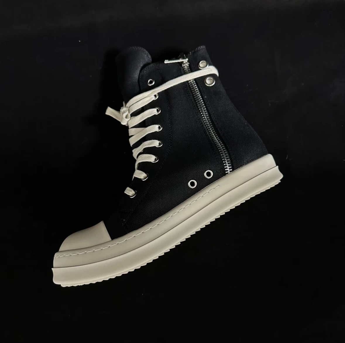 

Ro Retro Men Sneaker Black Canvas Casual Shoes Women Boots Ankle Boot High Top Shoe Lace Up Zipper Flat Sneakers Boots