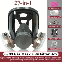 Máscara respiradora de cara completa ajustable con máscara de gas 6800 con filtros duales adecuada para talleres químicos, operaciones de pintura