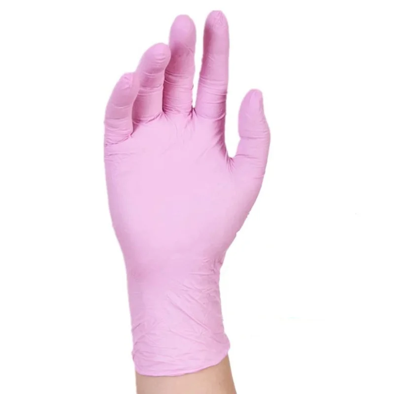 Disposable Nitrile Gloves 100Pcs Pink Latex Free Waterproof Household Dishwashing Glove Non Slip Cooking Salon Tatoo Home Gloves