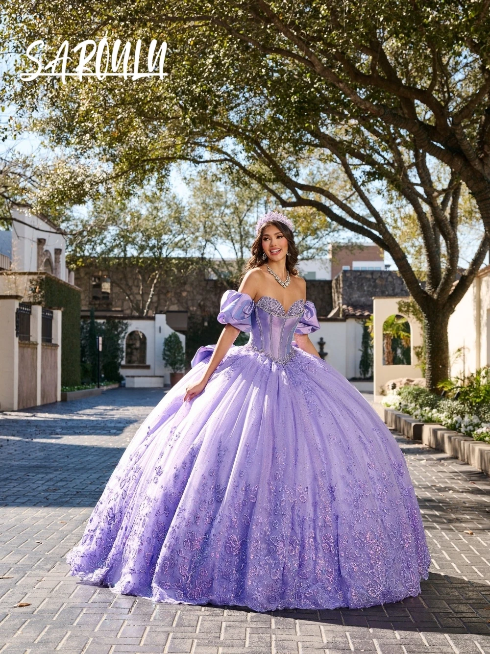 

Dreamy Quinceanera Dress For Sweet 15 16 Celebration Delicate Fantasy Corset Ball Gown With 3D Embroidery & Oversized Bow Train