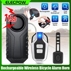 Elecpow Bicycle Alarm 113dB Rechargeable Bike Anti Theft Alarm System IP65 Waterproof Motorcycle Electric Scooter Alarm