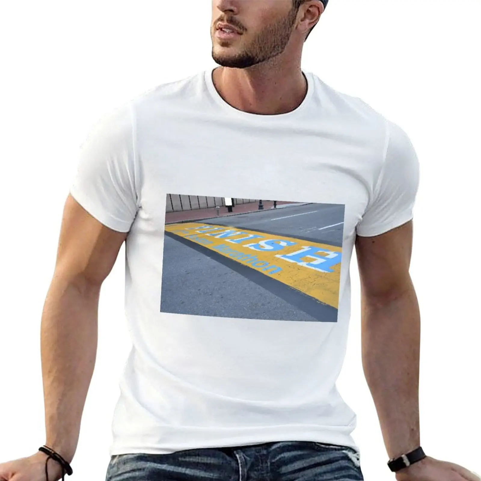 Boston Marathon Finish Line T-Shirt Man t-shirt Short sleeve tee luxury clothes men
