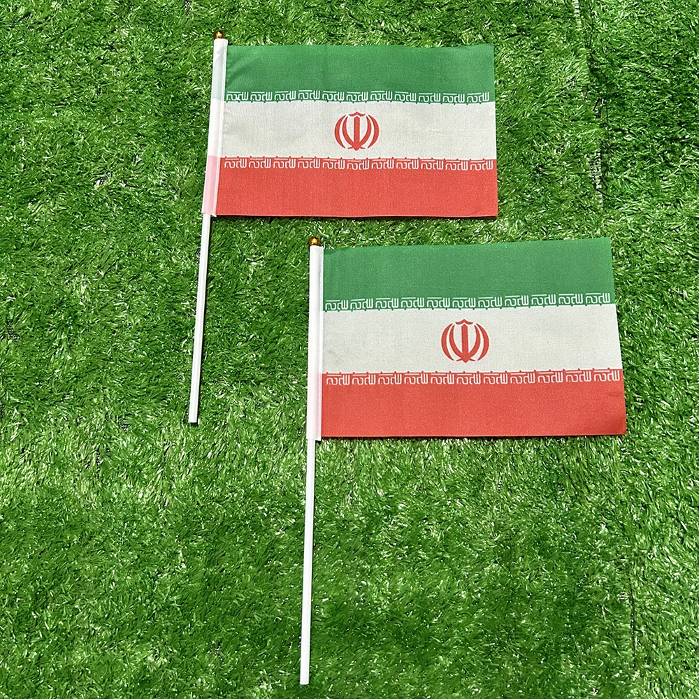 SKY FLAG Iran National Flag 10/20/50/100pcs 21*14cm  Iran Hand Waving Flags With plastic pole For Sports Activity Home Decor