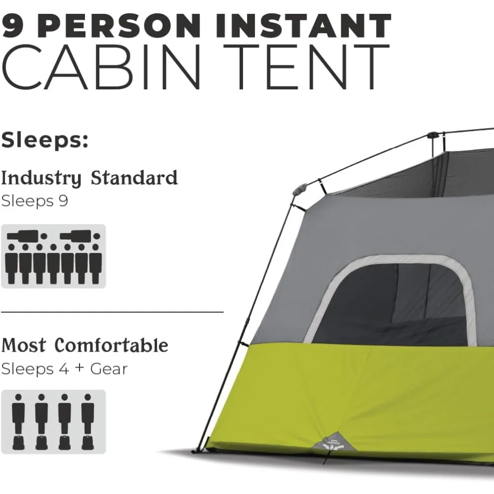 خيمة كابينة فورية تتسع لـ 9 أشخاص - مقاس 14 × 9 بوصة، باللون الأخضر (40008) نسخة مطورة جديدة عالية الجودة بتصميم مبتكر #3