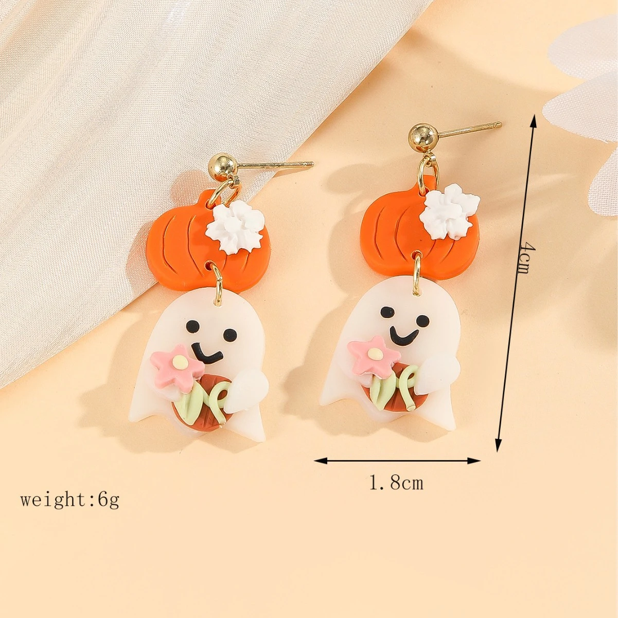 Cute Halloween Ghost Dangle Earrings For Women Soft Clay Pumpkin Sweet Flower Drop Earring Thanksgiving Holiday Party Jewelry